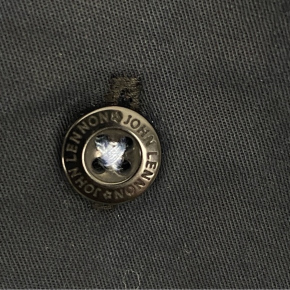 John Lennon Button Up Shirt Sz Large Cotton Black Contrast Collar and Cuff - Picture 8 of 12